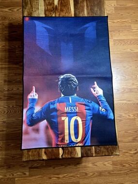 Messi Blue & Red Graphic Floor Mat